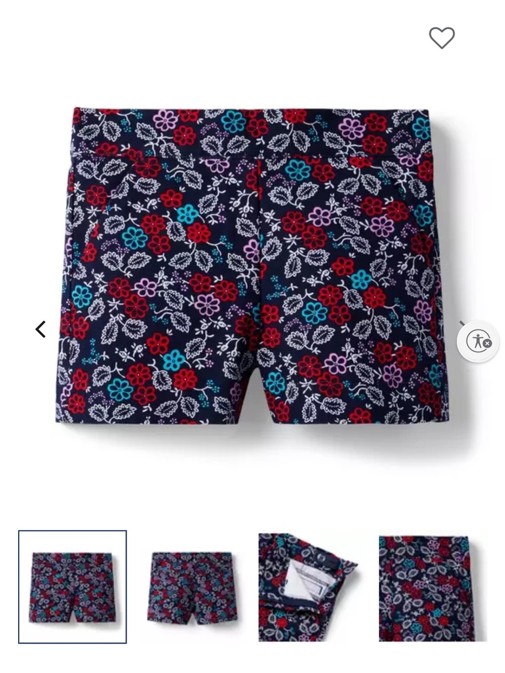 Janie and Jack Navy Floral Print Shorts with Red, Teal, and Pink Flowers